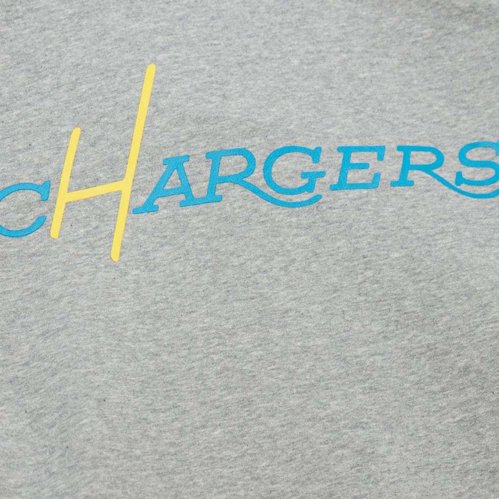 Los Angeles Chargers All Over 4.0 Vintage Logo Pullover Sweatshirt - Heather Gray Pullover