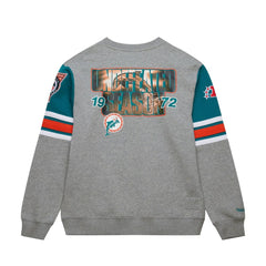 Miami Dolphins All Over 4.0 Vintage Logo Pullover Sweatshirt - Heather Gray Pullover