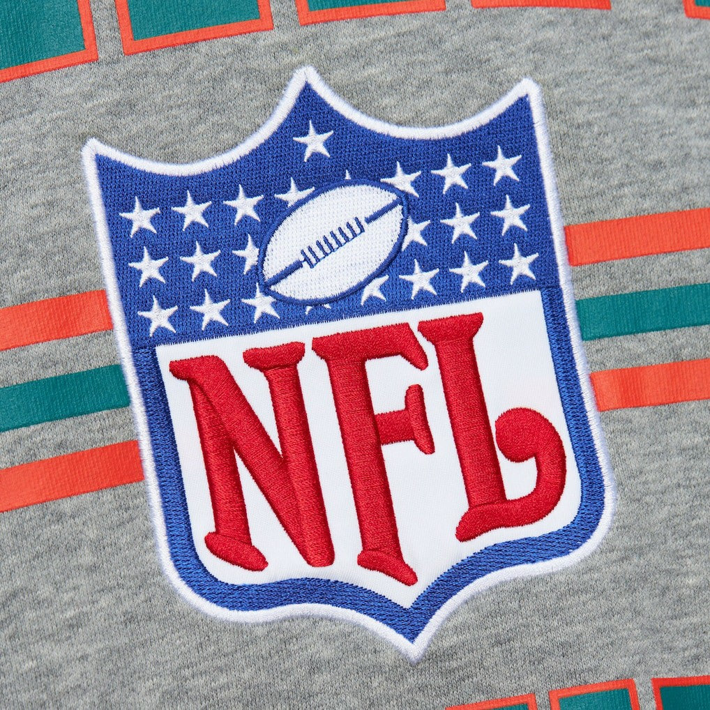 Miami Dolphins All Over 4.0 Vintage Logo Pullover Sweatshirt - Heather Gray Pullover