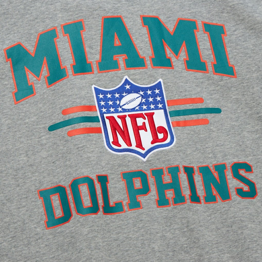 Miami Dolphins All Over 4.0 Vintage Logo Pullover Sweatshirt - Heather Gray Pullover