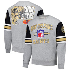 New Orleans Saints All Over 4.0 Vintage Logo Pullover Sweatshirt - Heather Gray Pullover