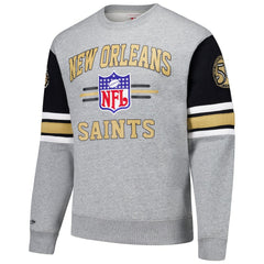 New Orleans Saints All Over 4.0 Vintage Logo Pullover Sweatshirt - Heather Gray Pullover