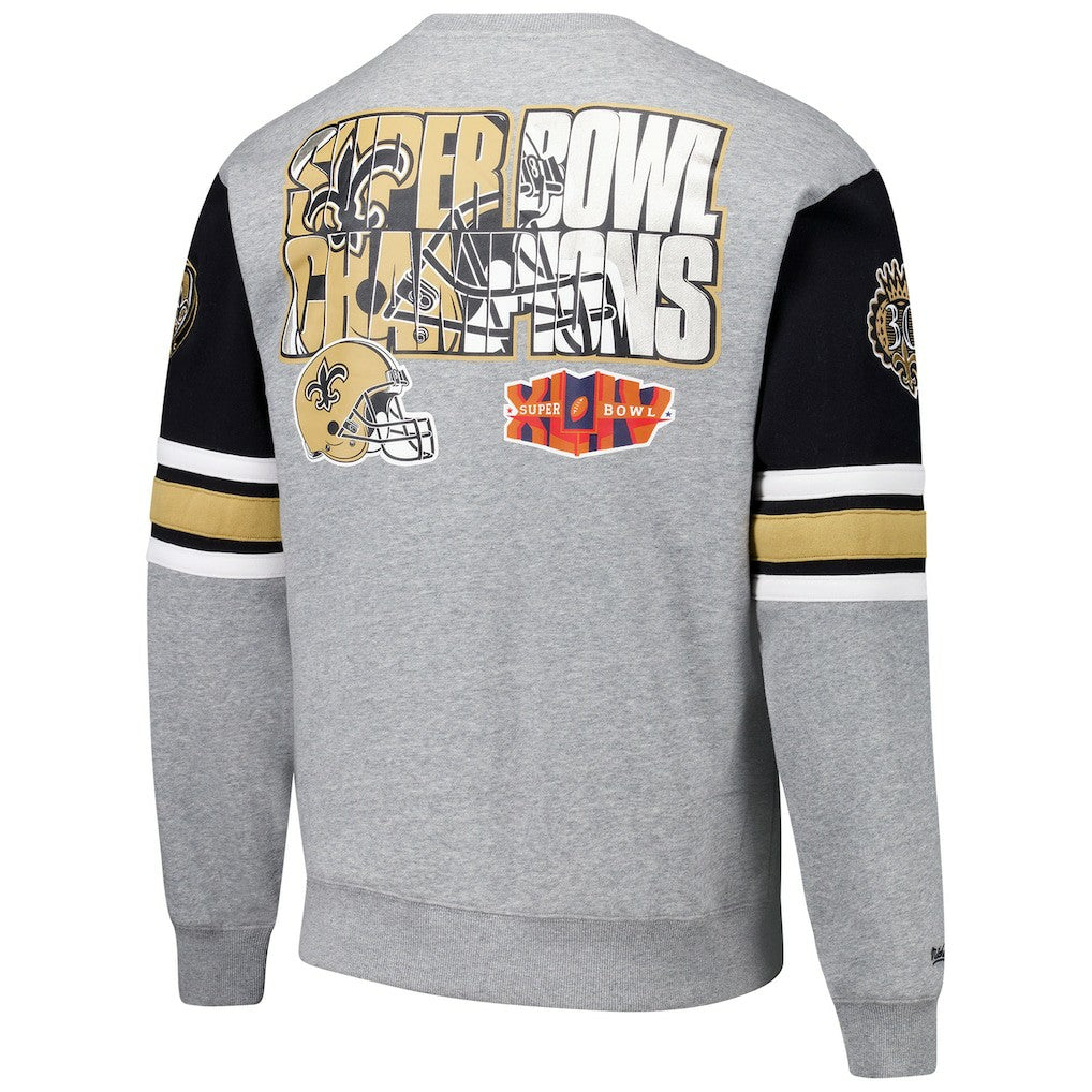 New Orleans Saints All Over 4.0 Vintage Logo Pullover Sweatshirt - Heather Gray Pullover
