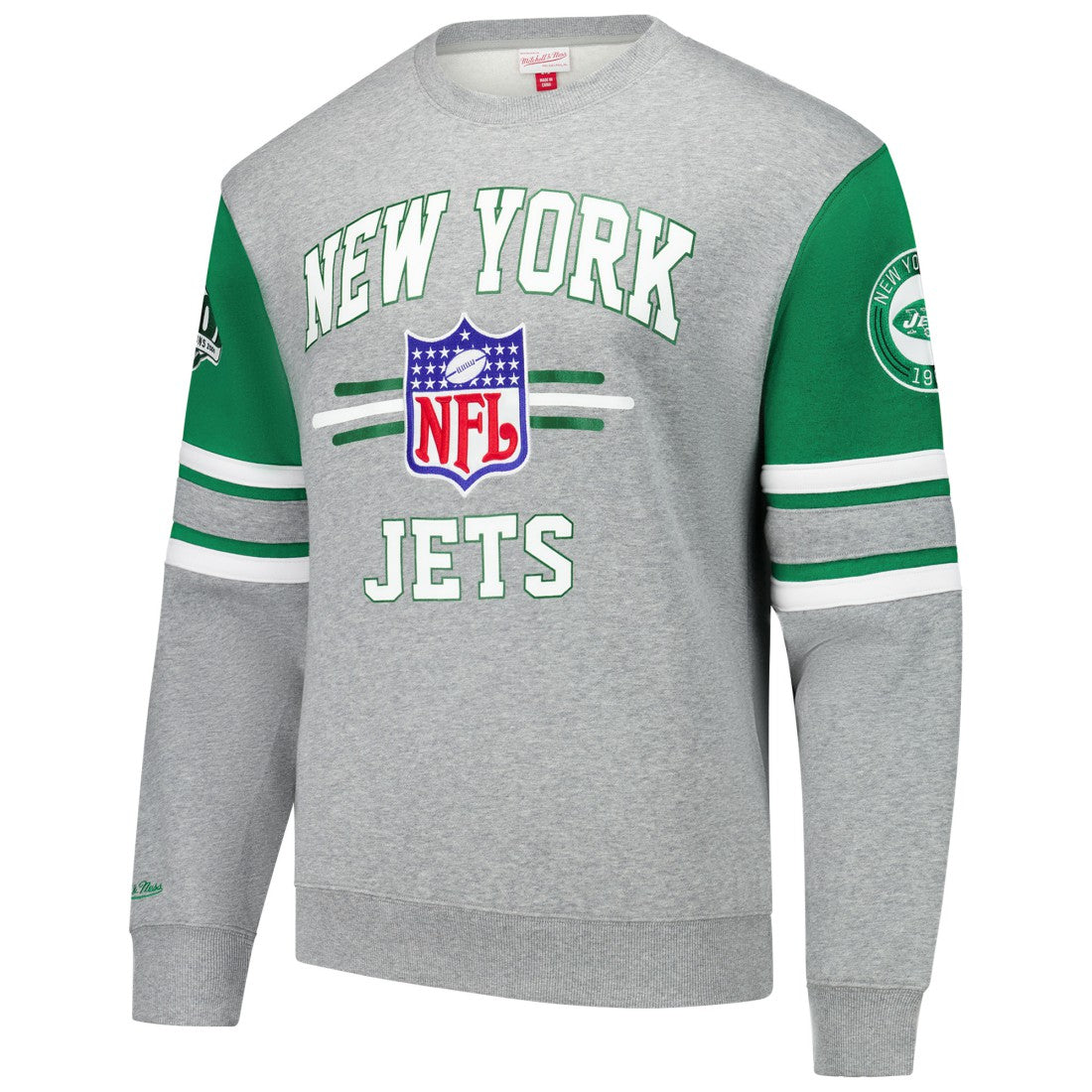 New York Jets All Over 4.0 Vintage Logo Pullover Sweatshirt - Heather Gray Pullover