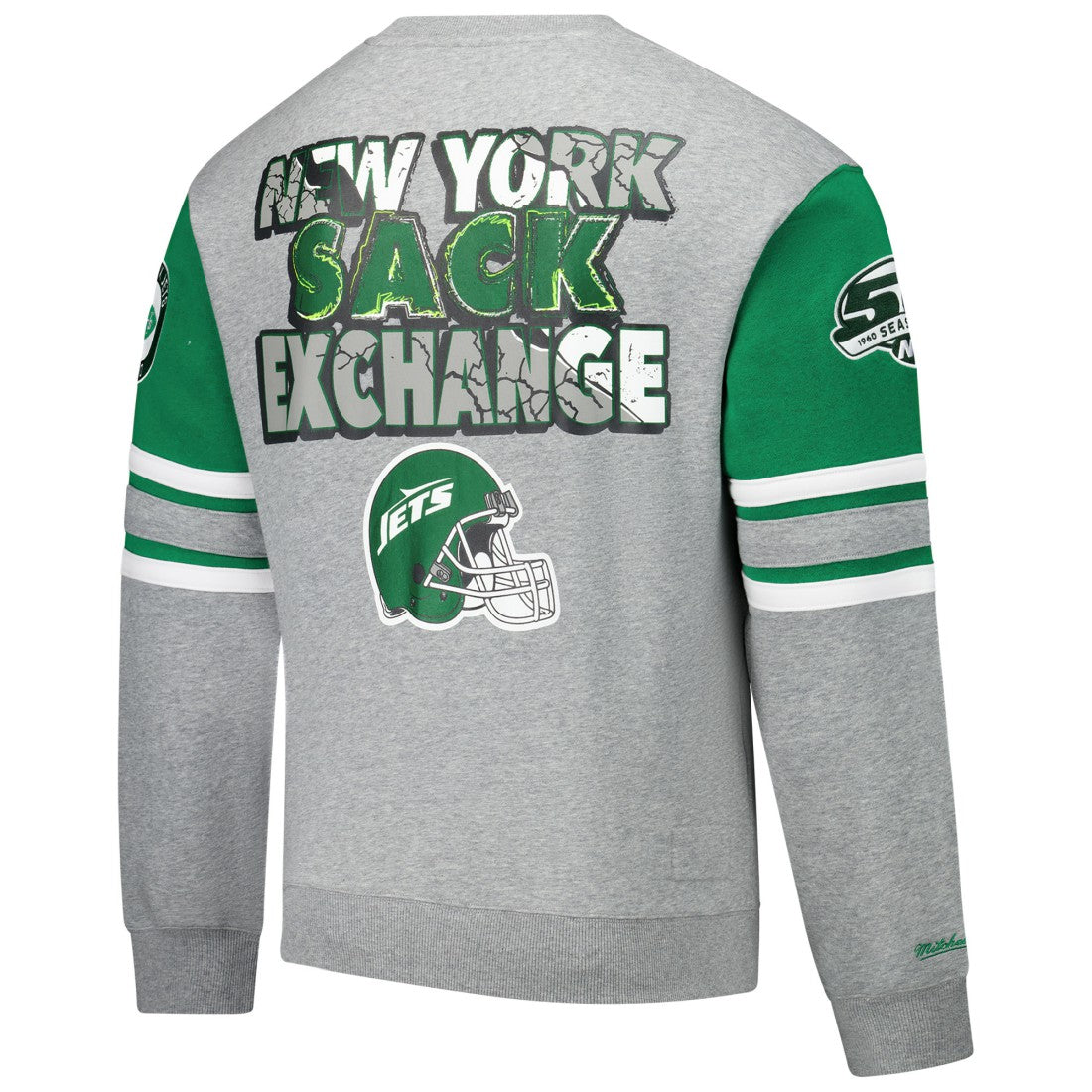 New York Jets All Over 4.0 Vintage Logo Pullover Sweatshirt - Heather Gray Pullover