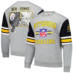 Pittsburgh Steelers All Over 4.0 Vintage Logo Pullover Sweatshirt - Heather Gray Pullover