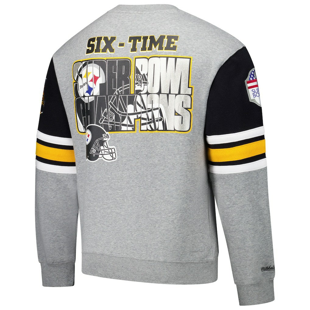 Pittsburgh Steelers All Over 4.0 Vintage Logo Pullover Sweatshirt - Heather Gray Pullover