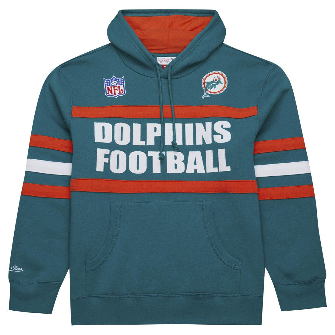 Miami Dolphins Vintage Logo Head Coach Fleece Pullover Hoodie - Aqua Hoodies