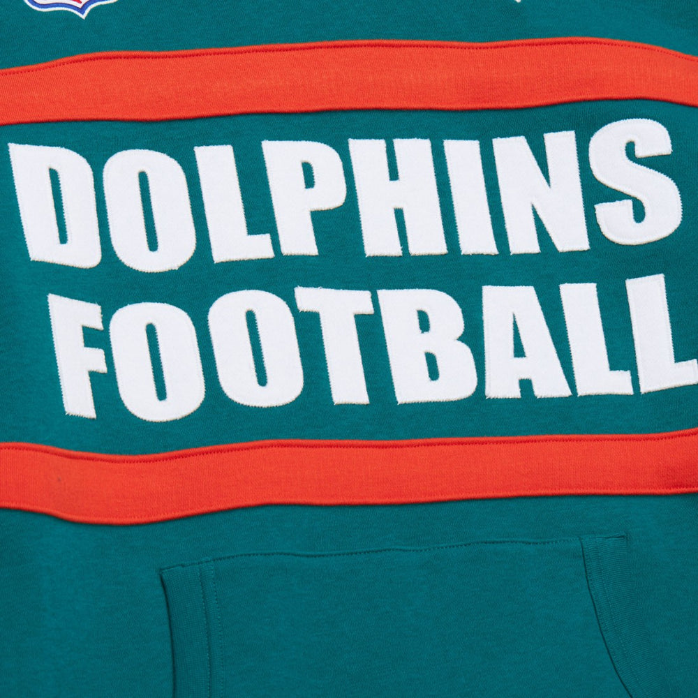 Miami Dolphins Vintage Logo Head Coach Fleece Pullover Hoodie - Aqua Hoodies