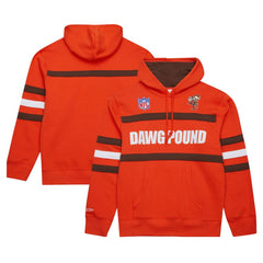 Cleveland Browns Vintage Logo Head Coach Fleece Pullover Hoodie - Orange Hoodies