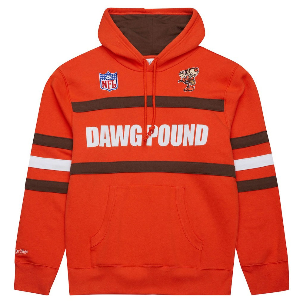 Cleveland Browns Vintage Logo Head Coach Fleece Pullover Hoodie - Orange Hoodies