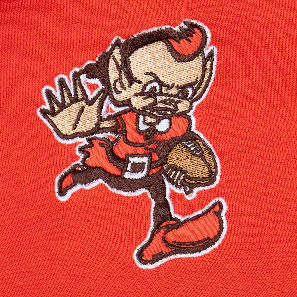 Cleveland Browns Vintage Logo Head Coach Fleece Pullover Hoodie - Orange Hoodies
