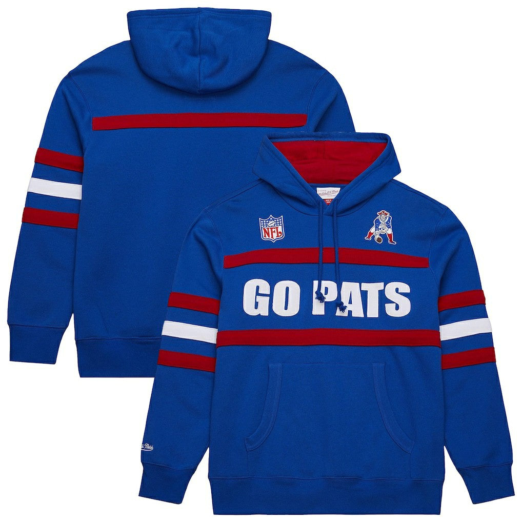 New England Patriots Vintage Logo Head Coach Fleece Pullover Hoodie - Royal Hoodies