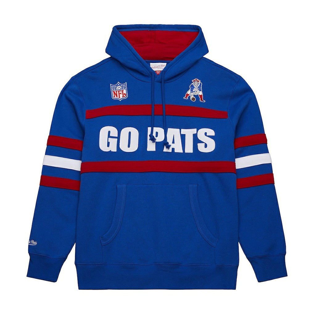 New England Patriots Vintage Logo Head Coach Fleece Pullover Hoodie - Royal Hoodies