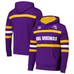 Minnesota Vikings Vintage Logo Head Coach Fleece Pullover Hoodie - Purple Hoodies