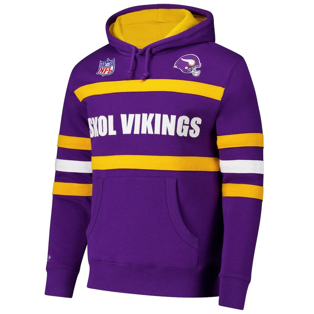 Minnesota Vikings Vintage Logo Head Coach Fleece Pullover Hoodie - Purple Hoodies