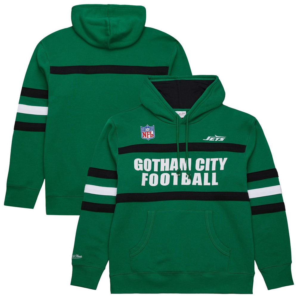 New York Jets Vintage Logo Head Coach Fleece Pullover Hoodie - Kelly Green Hoodies
