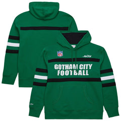 New York Jets Vintage Logo Head Coach Fleece Pullover Hoodie - Kelly Green Hoodies