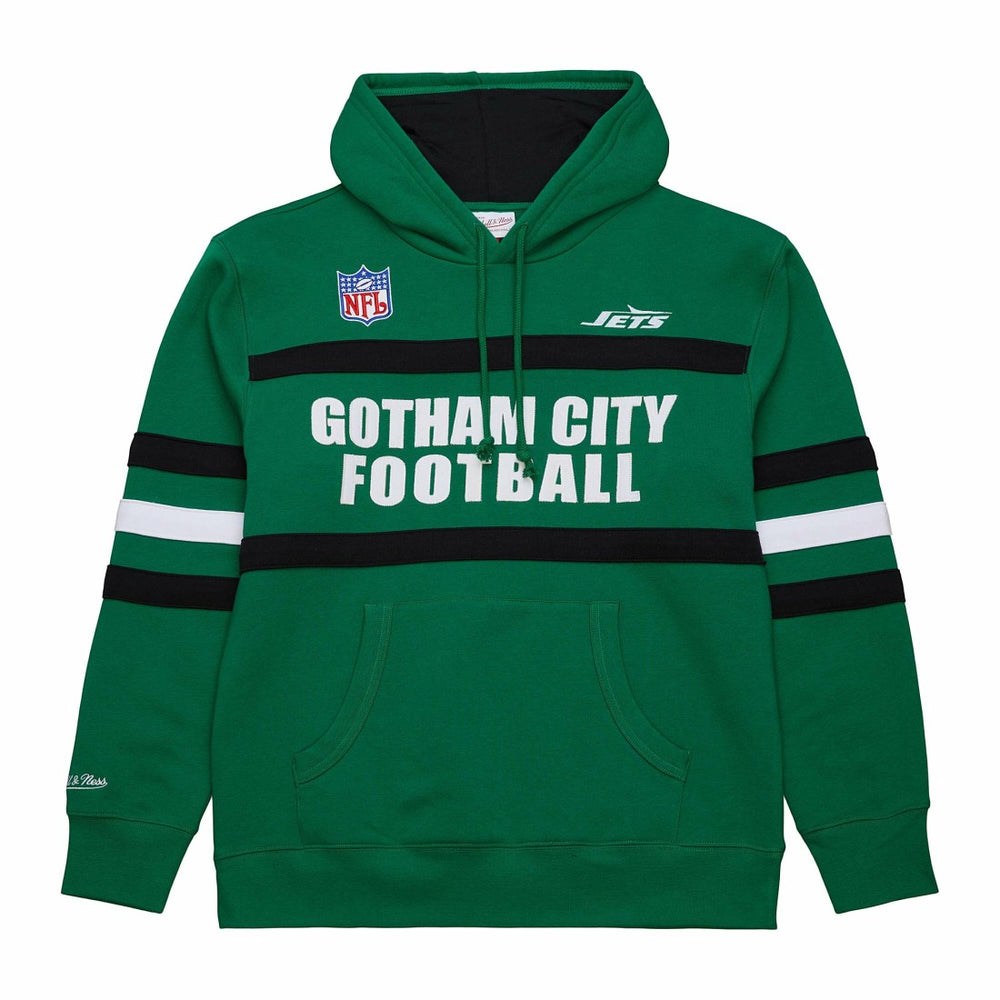 New York Jets Vintage Logo Head Coach Fleece Pullover Hoodie - Kelly Green Hoodies