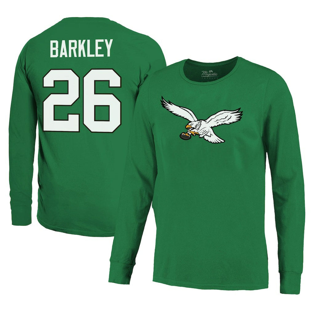 Saquon Barkley Philadelphia Eagles Majestic Threads Name & Number Long Sleeve T-Shirt - Kelly Green T-shirts