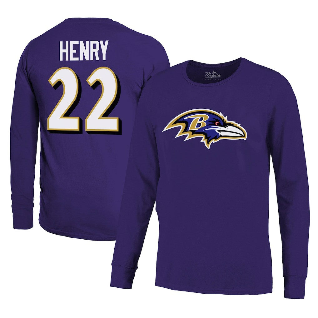 Derrick Henry Baltimore Ravens Majestic Threads Name & Number Long Sleeve T-Shirt - Purple T-shirts