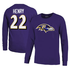 Derrick Henry Baltimore Ravens Majestic Threads Name & Number Long Sleeve T-Shirt - Purple T-shirts
