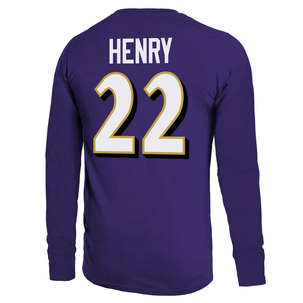Derrick Henry Baltimore Ravens Majestic Threads Name & Number Long Sleeve T-Shirt - Purple T-shirts