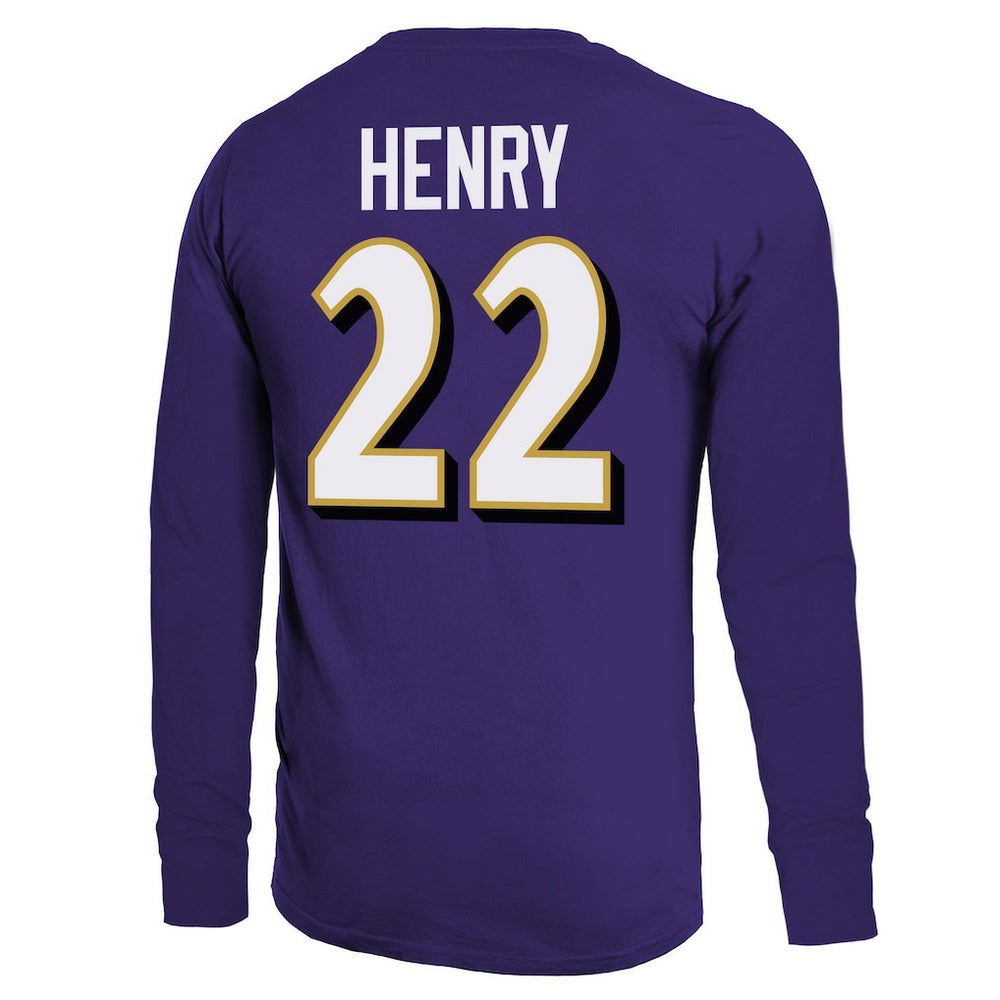 Derrick Henry Baltimore Ravens Majestic Threads Name & Number Long Sleeve T-Shirt - Purple T-shirts
