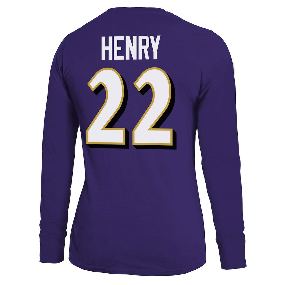 Derrick Henry Baltimore Ravens Majestic Threads Women's Name & Number Long Sleeve T-Shirt - Purple T-shirts