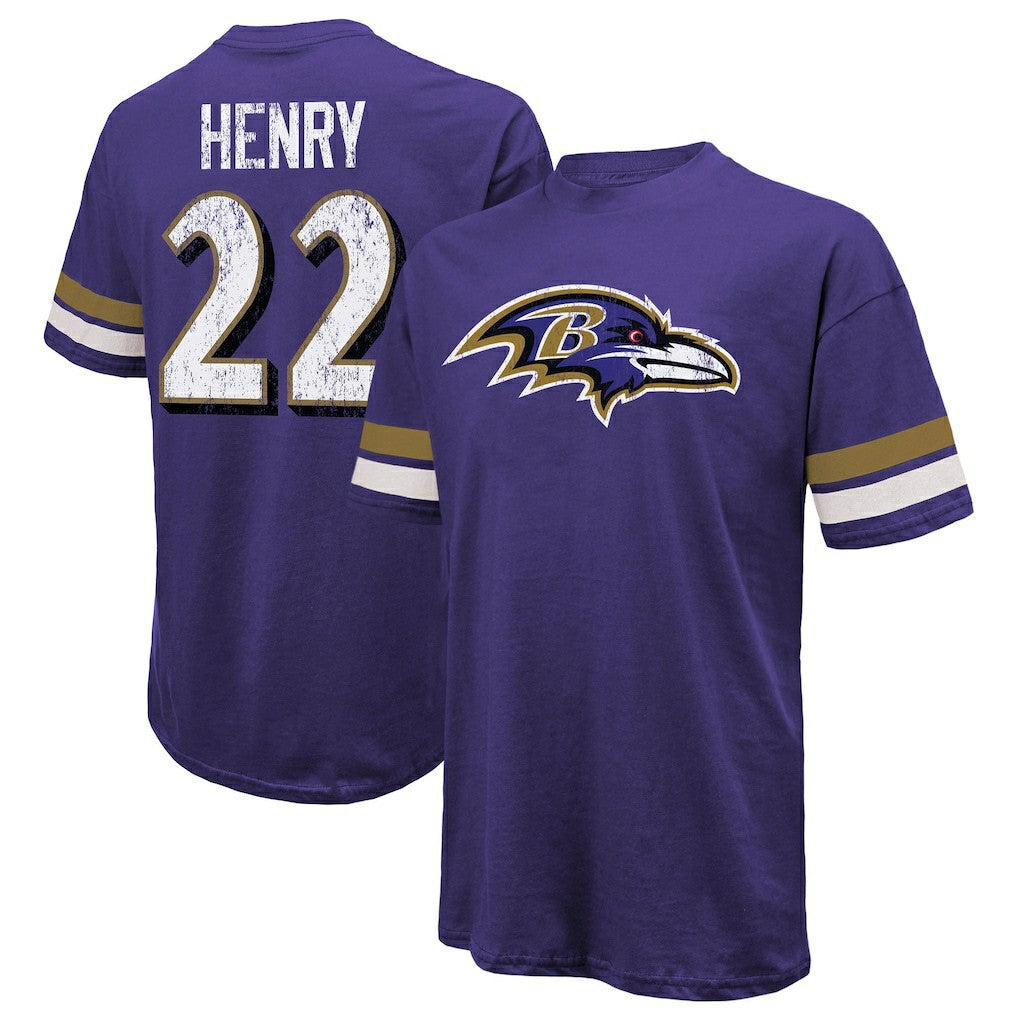 Derrick Henry Baltimore Ravens Majestic Threads Name & Number Oversized T-Shirt - Purple T-shirts