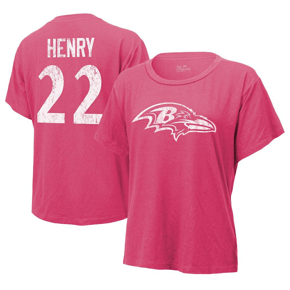 Derrick Henry Baltimore Ravens Majestic Threads Women's Name & Number T-Shirt - Pink T-shirts