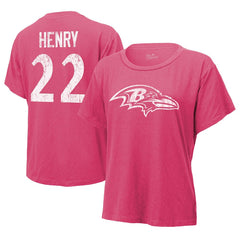 Derrick Henry Baltimore Ravens Majestic Threads Women's Name & Number T-Shirt - Pink T-shirts