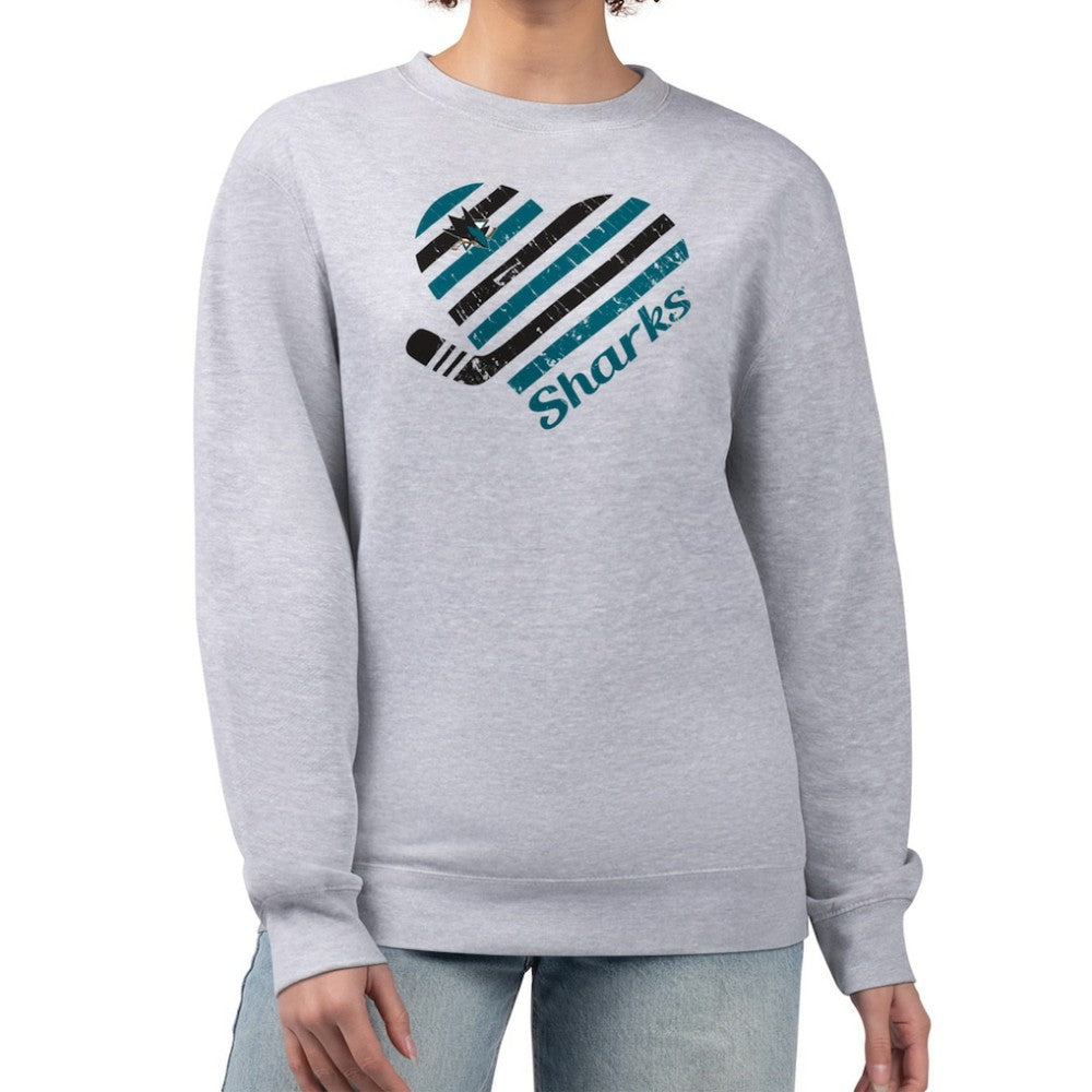 San Jose Sharks G-III 4Her by Carl Banks Women's Heart Graphic Pullover Sweatshirt - Heather Gray | US 201411303