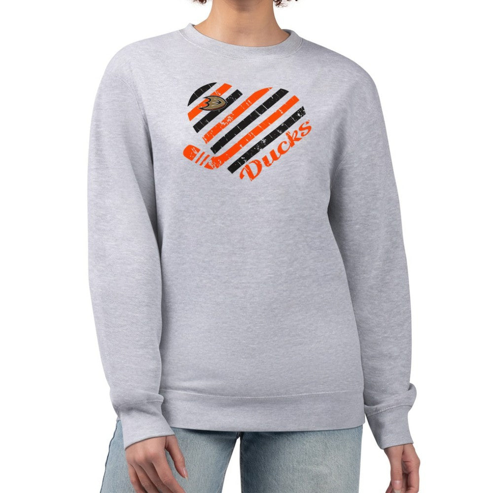 Anaheim Ducks G-III 4Her by Carl Banks Women's Heart Graphic Pullover Sweatshirt - Heather Gray | US 201411306