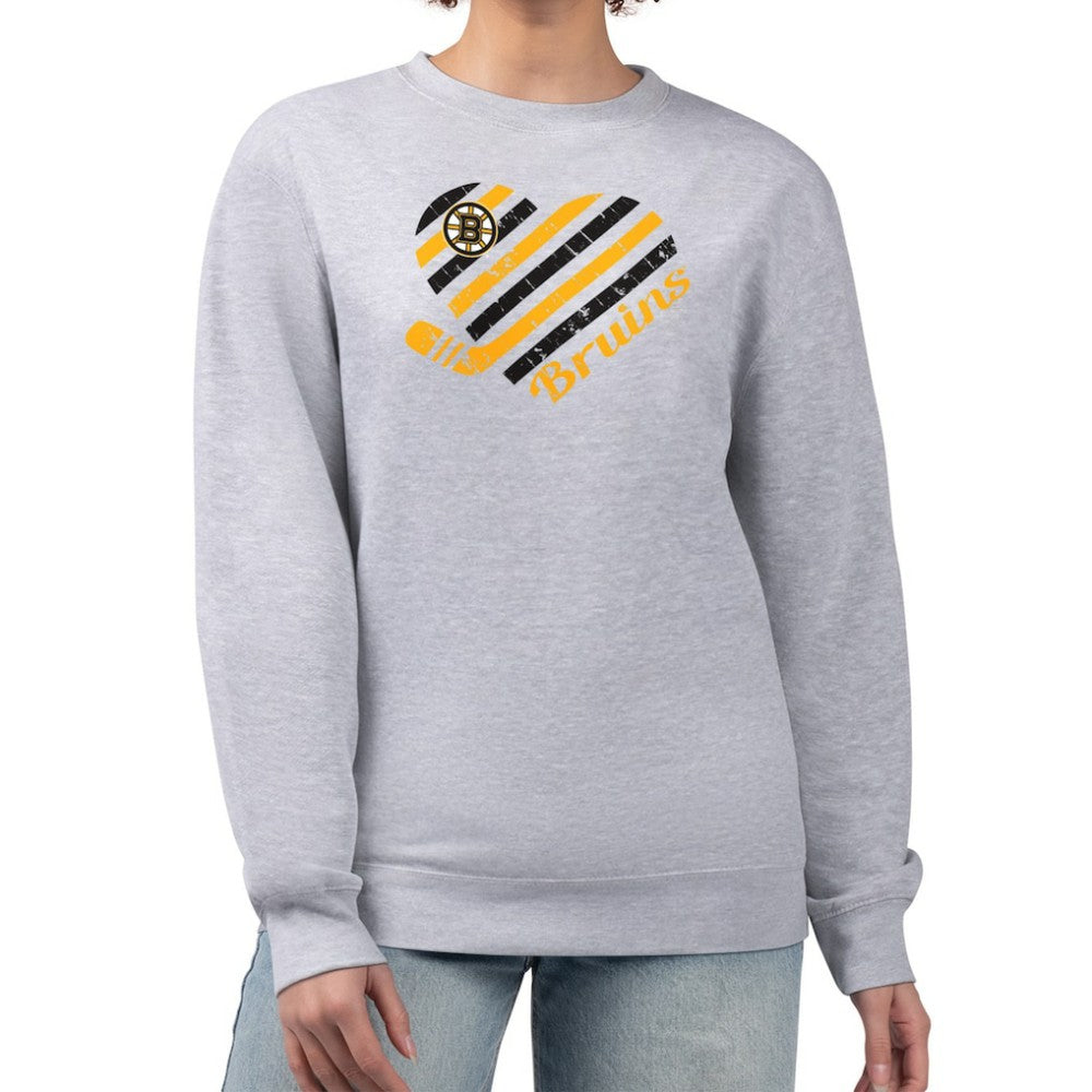 Boston Bruins G-III 4Her by Carl Banks Women's Heart Graphic Pullover Sweatshirt - Heather Gray | US 201411311