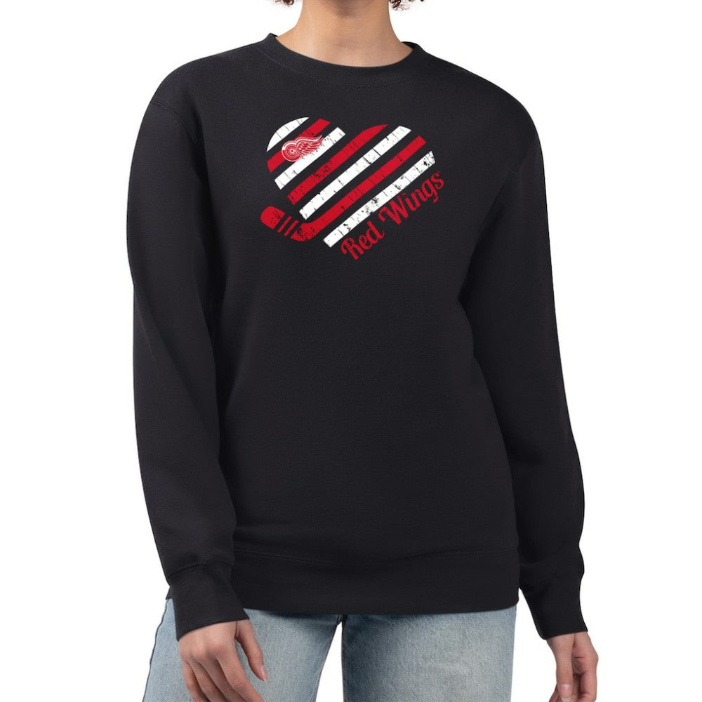 Detroit Red Wings G-III 4Her by Carl Banks Women's Heart Graphic Pullover Sweatshirt - Black | US 201411324