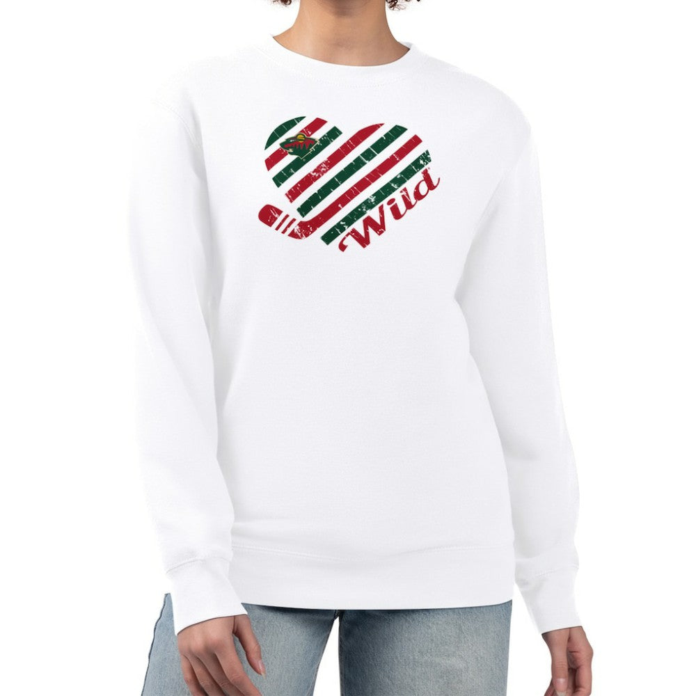 Minnesota Wild G-III 4Her by Carl Banks Women's Heart Graphic Pullover Sweatshirt - White | US 201411331