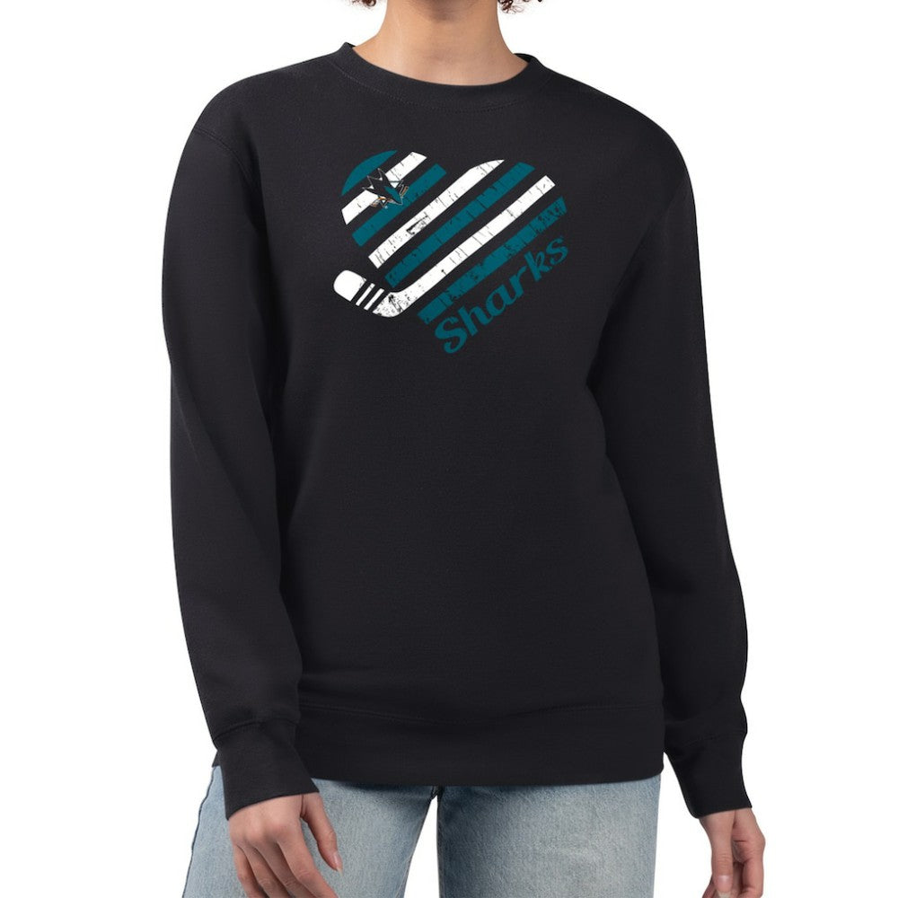 San Jose Sharks G-III 4Her by Carl Banks Women's Heart Graphic Pullover Sweatshirt - Black | US 201411334