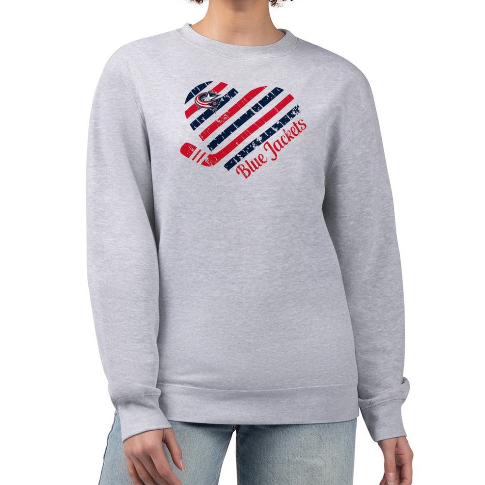 Columbus Blue Jackets G-III 4Her by Carl Banks Women's Heart Graphic Pullover Sweatshirt - Heather Gray | US 201411342