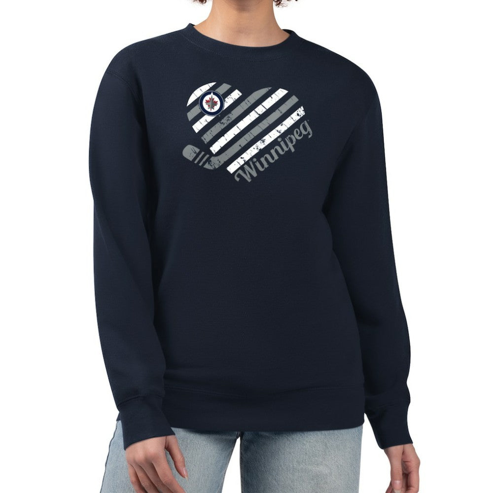 Winnipeg Jets G-III 4Her by Carl Banks Women's Heart Graphic Pullover Sweatshirt - Navy | US 201411344