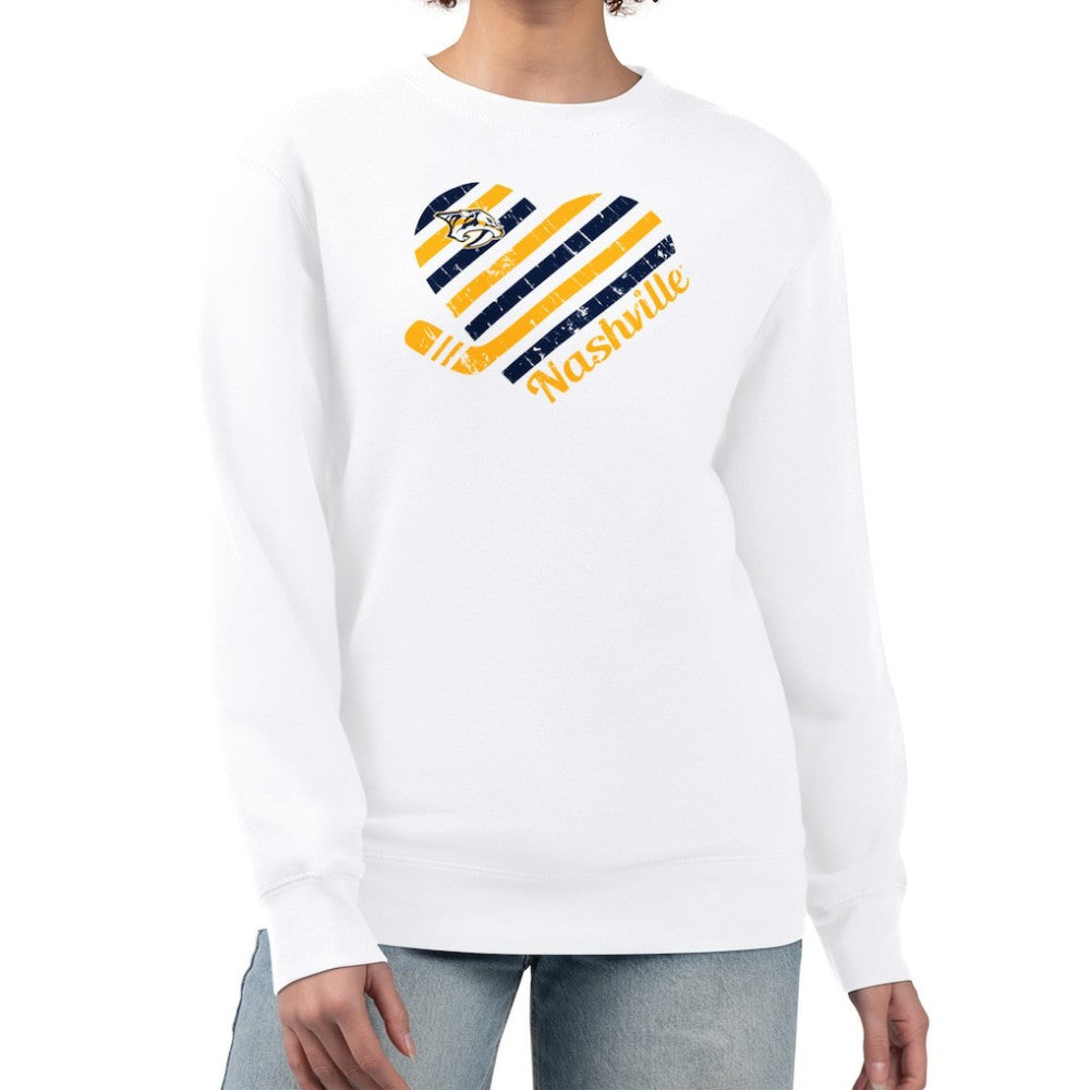 Nashville Predators G-III 4Her by Carl Banks Women's Heart Graphic Pullover Sweatshirt - White | US 201411350