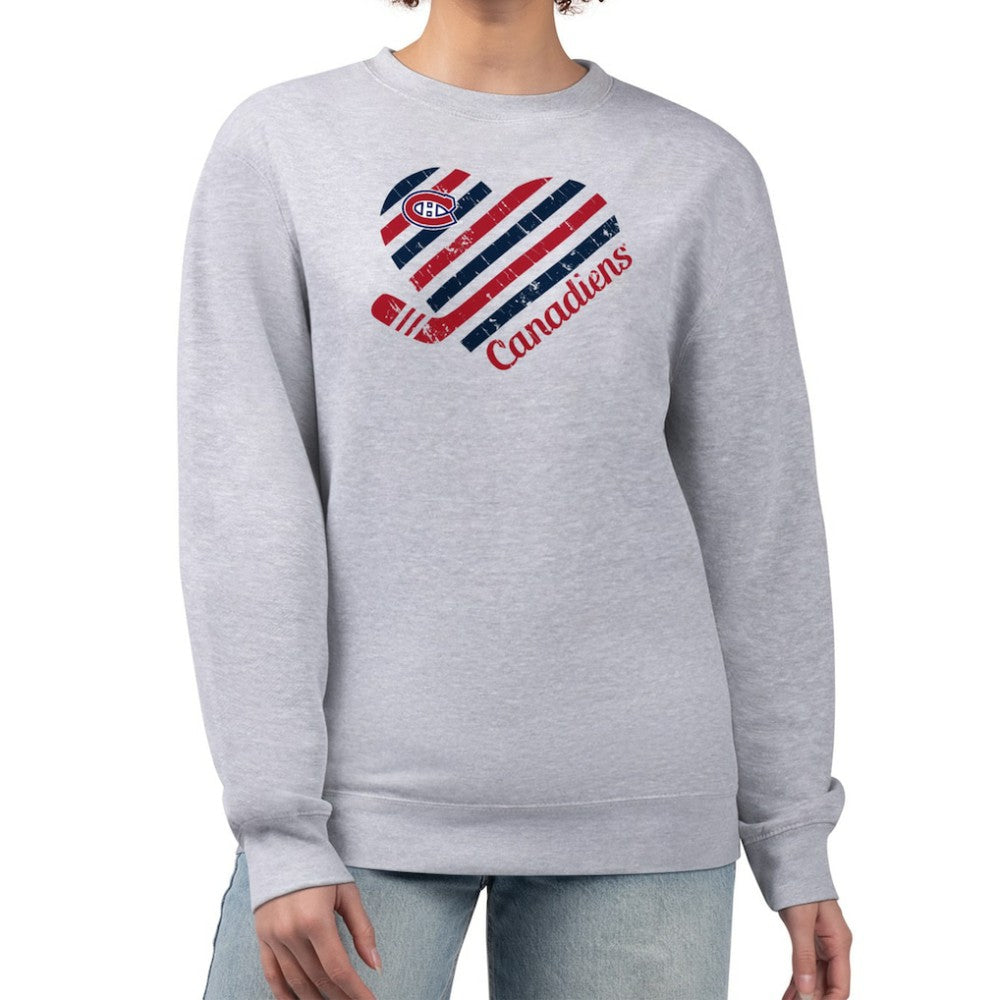 Montreal Canadiens G-III 4Her by Carl Banks Women's Heart Graphic Pullover Sweatshirt - Heather Gray | US 201411376