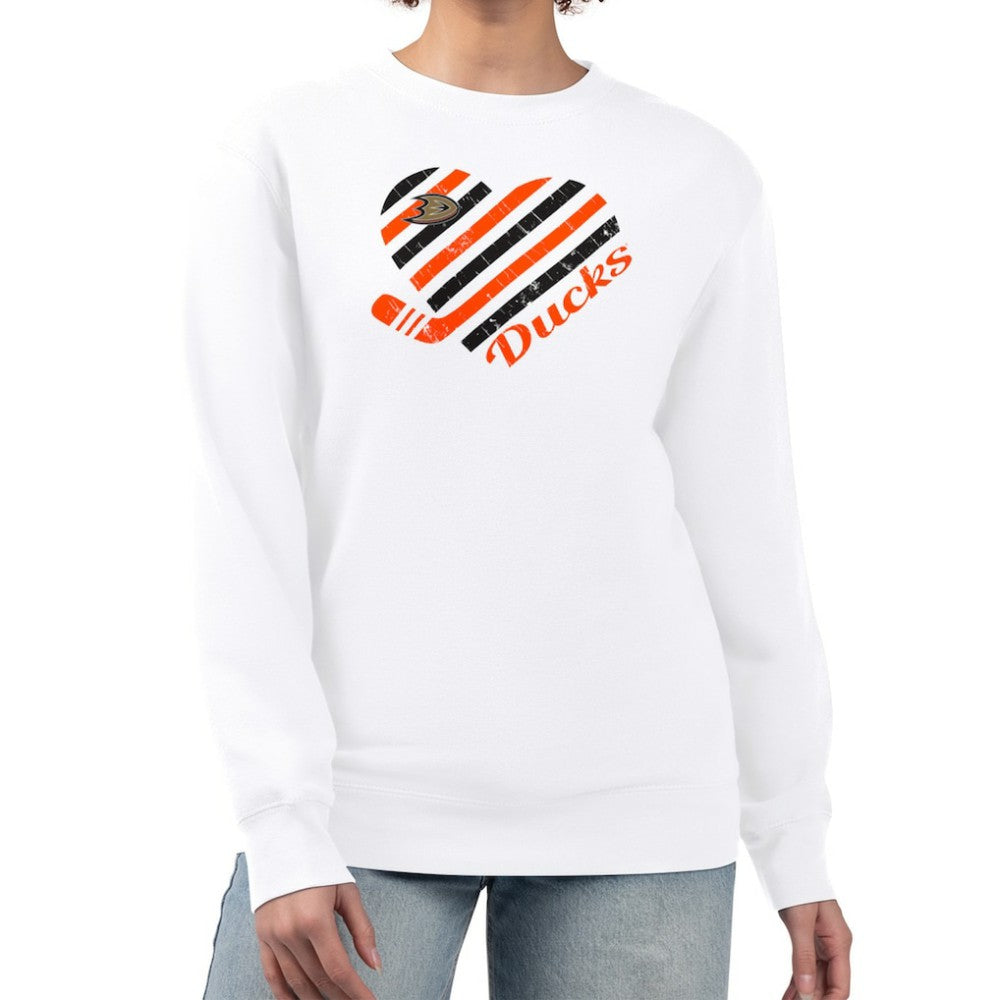 Anaheim Ducks G-III 4Her by Carl Banks Women's Heart Graphic Pullover Sweatshirt - White | US 201411386