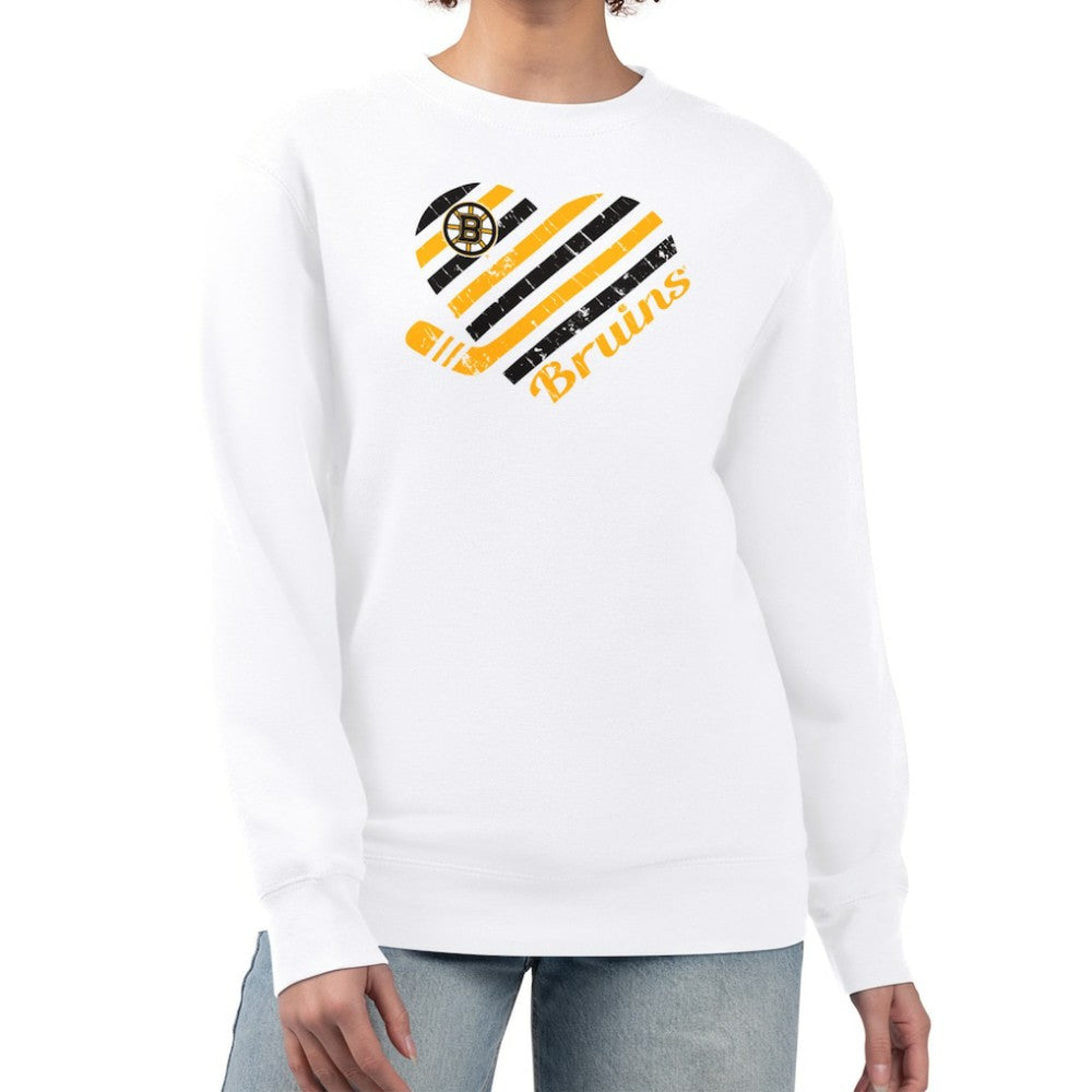 Boston Bruins G-III 4Her by Carl Banks Women's Heart Graphic Pullover Sweatshirt - White | US 201411388