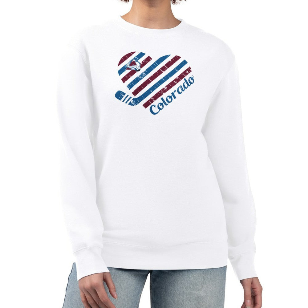 Colorado Avalanche G-III 4Her by Carl Banks Women's Heart Graphic Pullover Sweatshirt - White | US 201411389