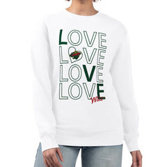 Minnesota Wild G-III 4Her by Carl Banks Women's Lots Of Love Team Logo Graphic Pullover Sweatshirt - White | US 201411496