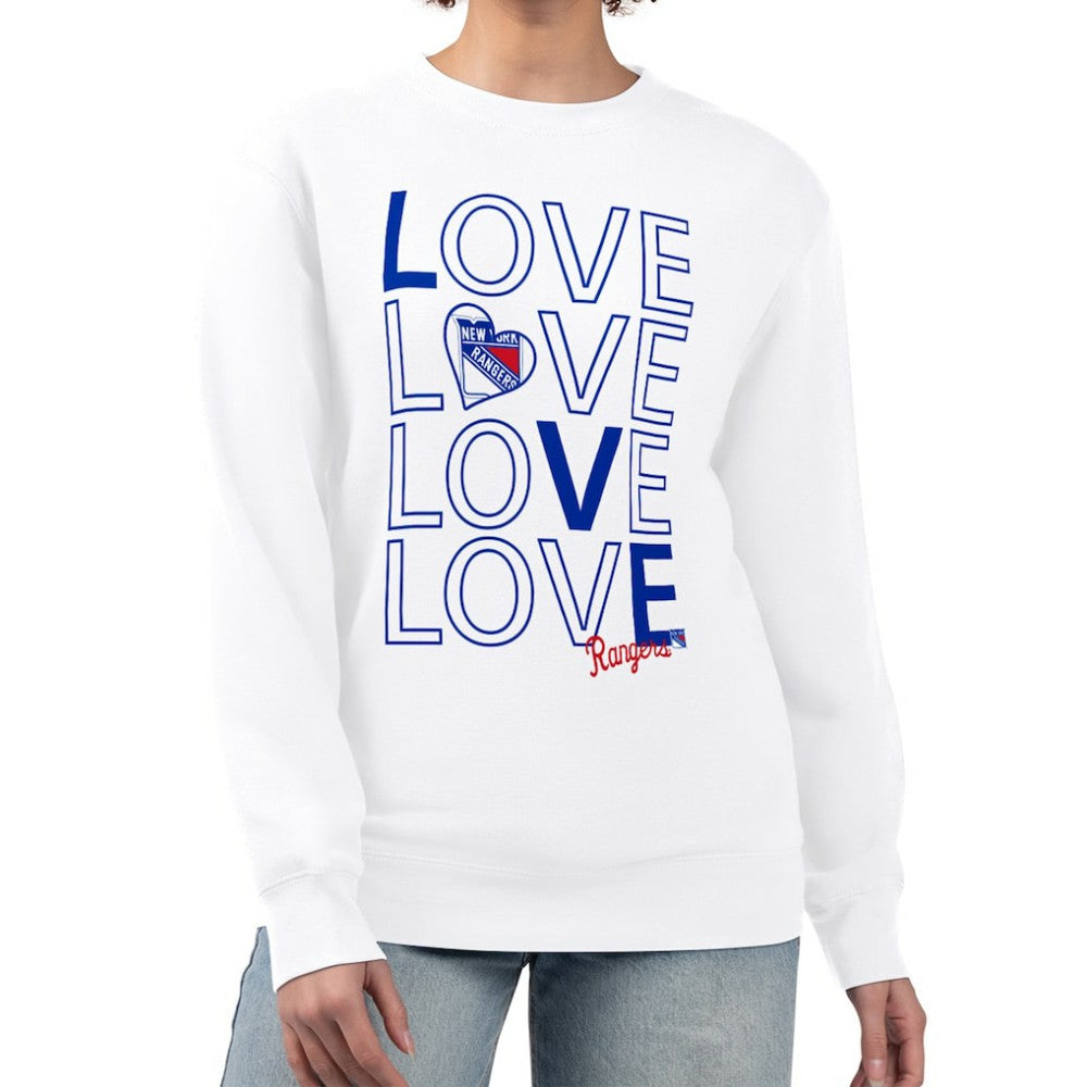 New York Rangers G-III 4Her by Carl Banks Women's Lots Of Love Team Logo Graphic Pullover Sweatshirt - White | US 201411502