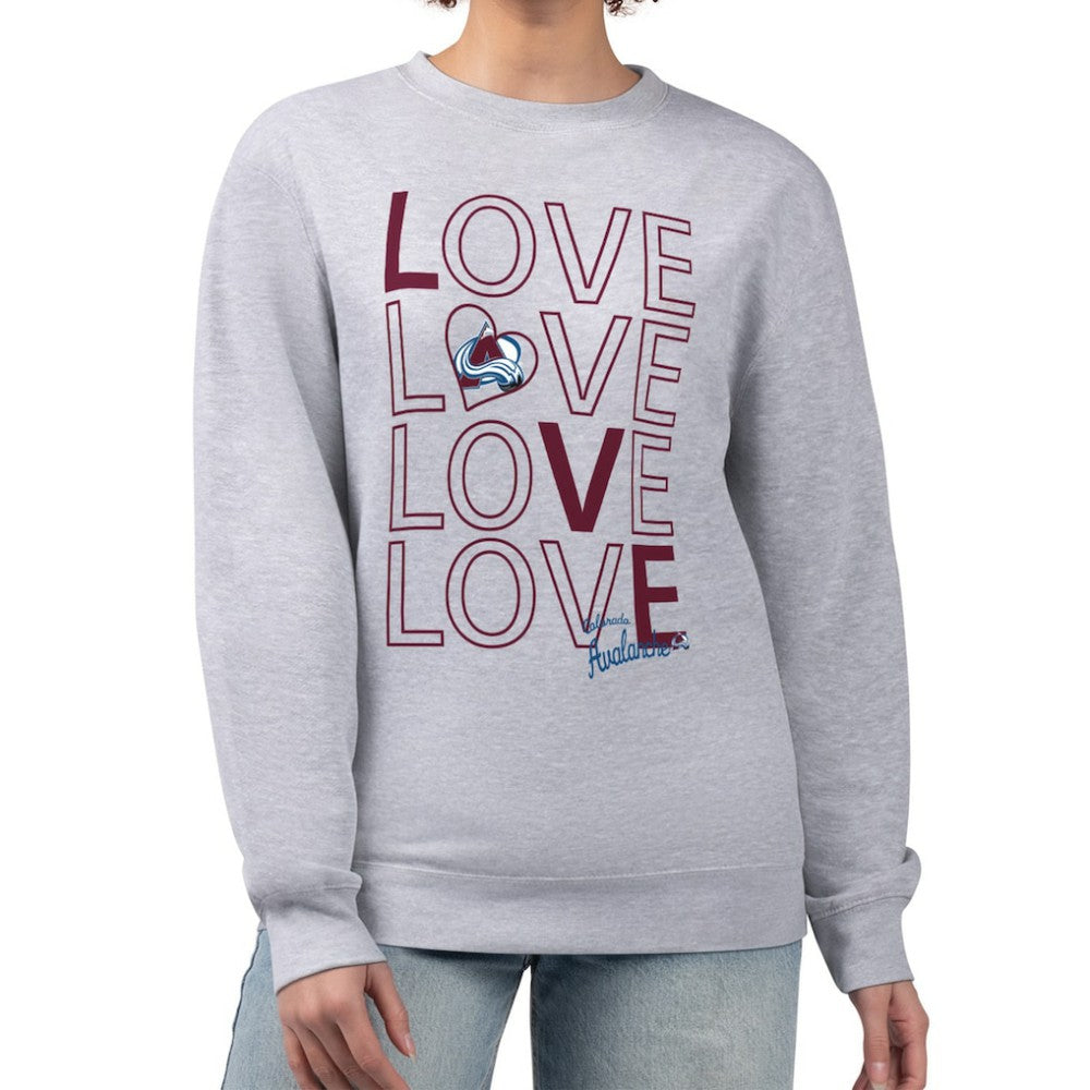Colorado Avalanche G-III 4Her by Carl Banks Women's Lots Of Love Team Logo Graphic Pullover Sweatshirt - Heather Gray | US 201411523