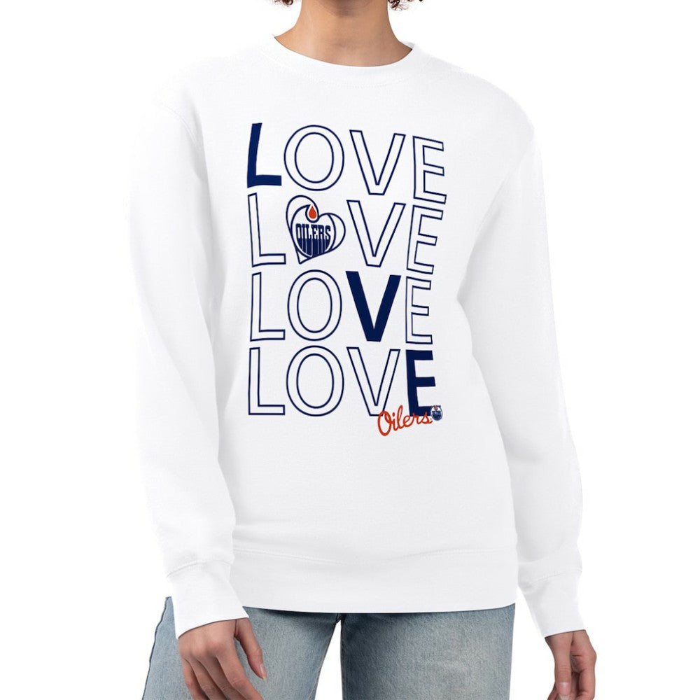 Edmonton Oilers G-III 4Her by Carl Banks Women's Lots Of Love Team Logo Graphic Pullover Sweatshirt - White | US 201411531