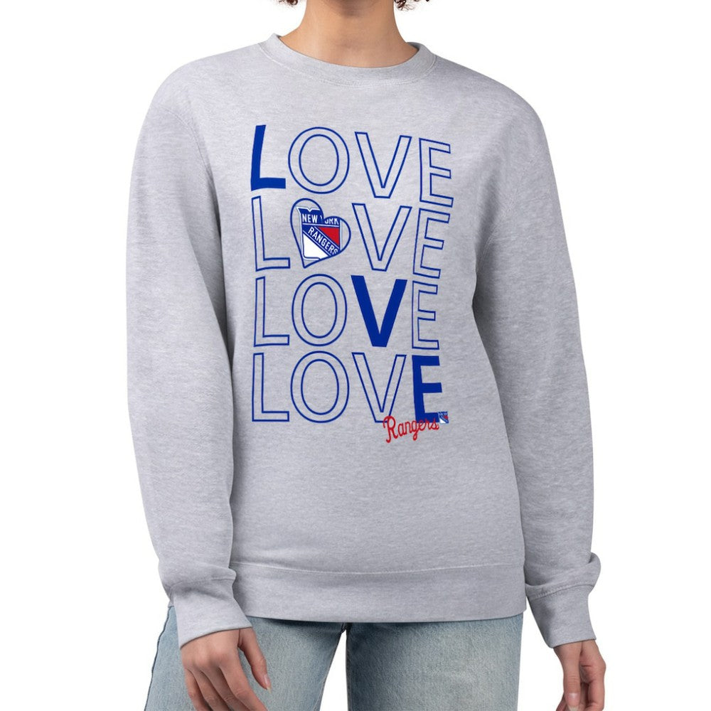 New York Rangers G-III 4Her by Carl Banks Women's Lots Of Love Team Logo Graphic Pullover Sweatshirt - Heather Gray | US 201411543